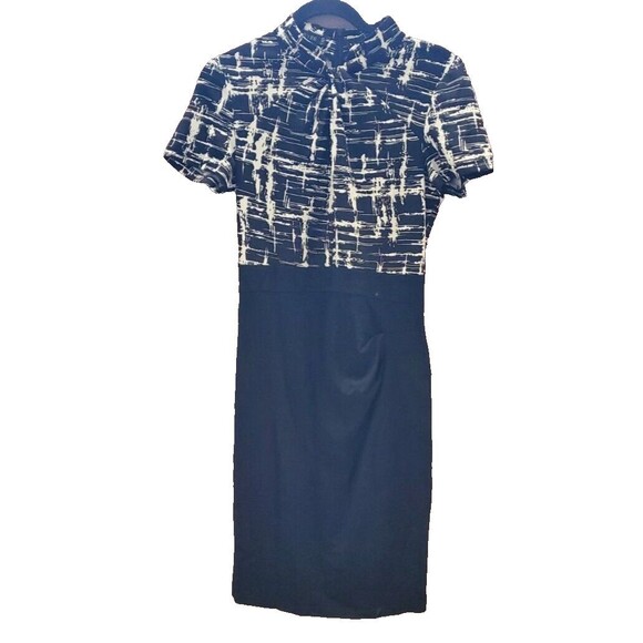 Homeyee Dresses & Skirts - Homeyee Women's Dress Sz 6 Black V-Neck Sheath Midi Stretch Short Sleeve Office